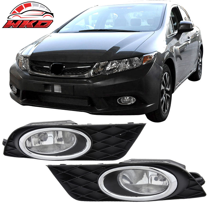 Fits 12-14 Honda Civic 4D & JDM Bumper Jdm Style Fog Light Lamp Pairs
