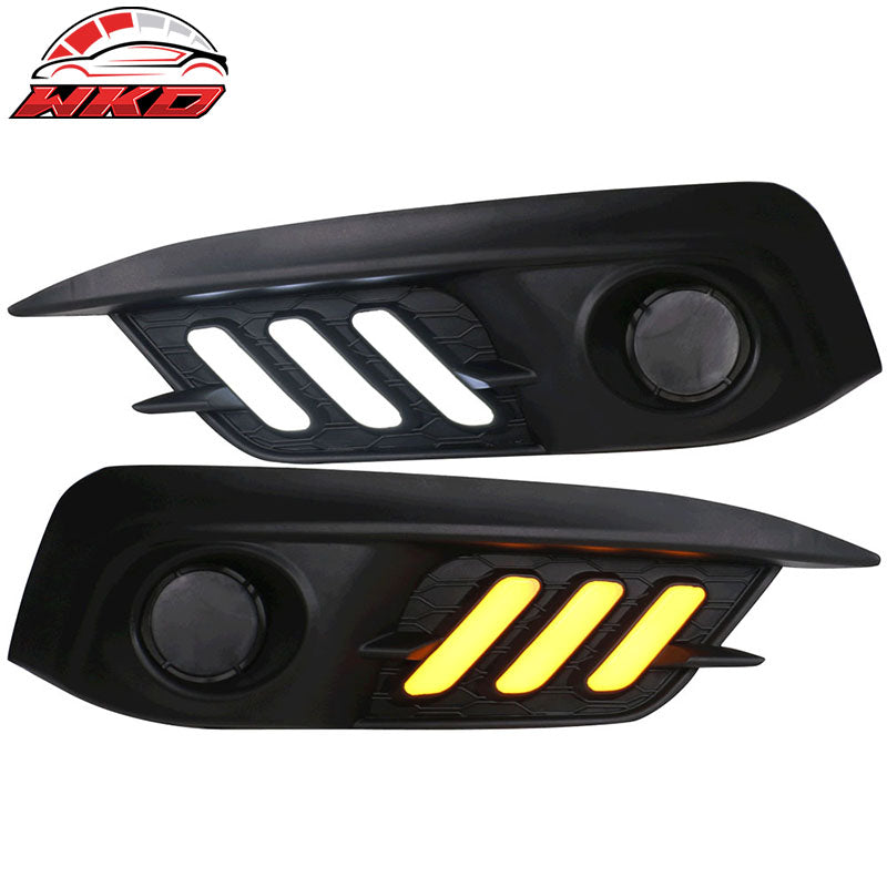 Wholesale 16-18 Honda Civic Coupe Sedan LED Amber & White Fog light Bezels Covers