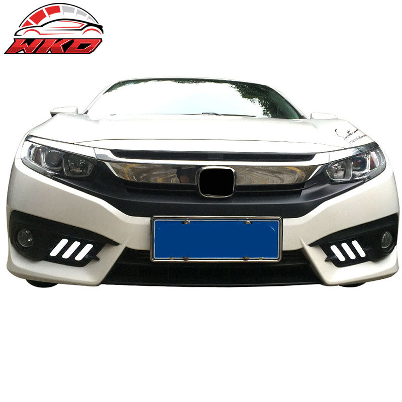 Fits 16-18 Honda Civic Coupe Sedan LED Amber & White Fog light Bezels Covers