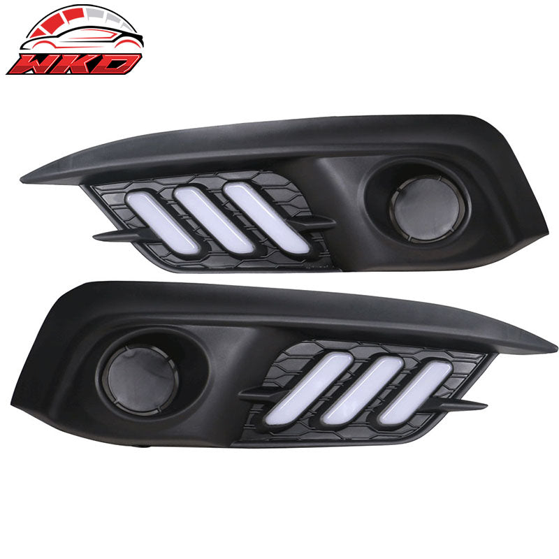Fits 16-18 Honda Civic Coupe Sedan LED Amber & White Fog light Bezels Covers