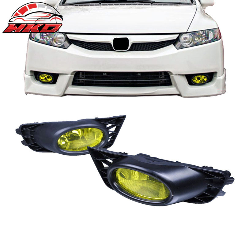 Fits 09-11 Honda Civic 4Dr Sedan Yellow Lens Fog Lights Lamps Kit RH LH