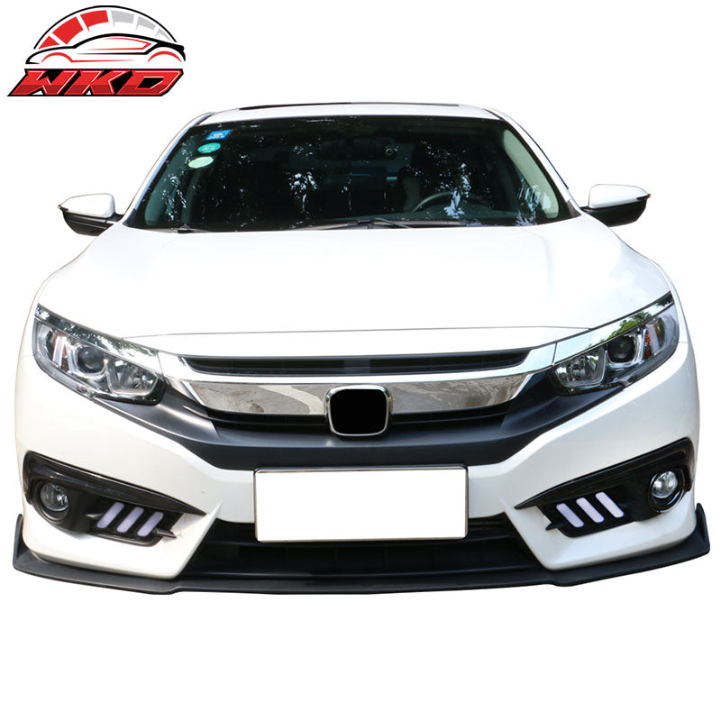 Fits 16-18 Honda Civic 10th Gen Fog Lights Cover Eye Lid Trim Carbon Fiber Print