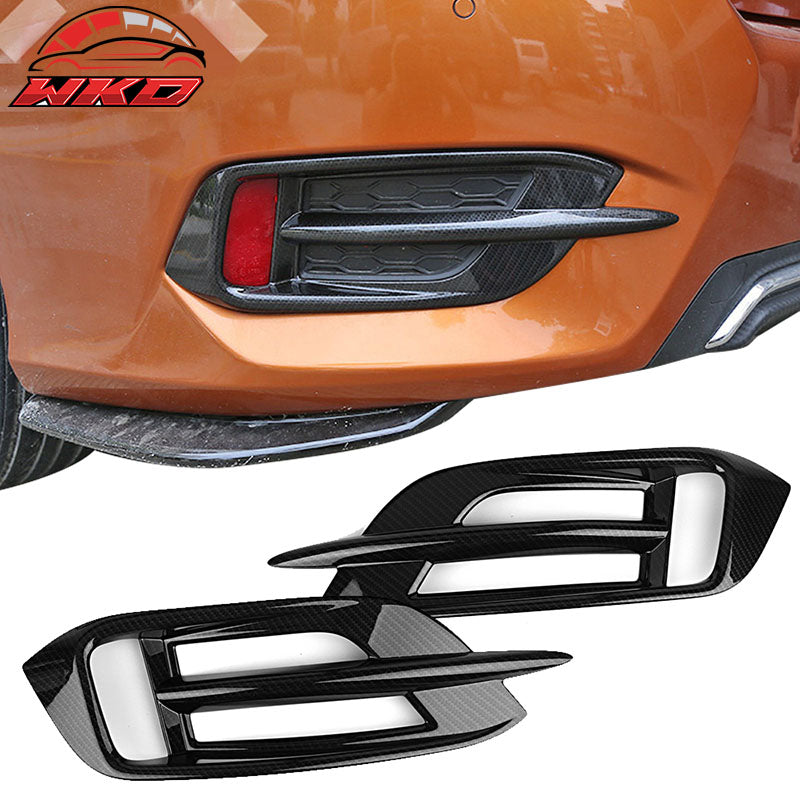 Fits 16-21 Honda Civic Sedan 10th Gen Rear Fog Lights Cover Carbon Fiber Print