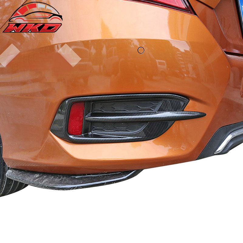 Fits 16-21 Honda Civic Sedan 10th Gen Rear Fog Lights Cover Carbon Fiber Print