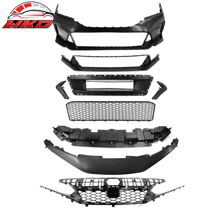 Wholesale 22-24 Civic Sedan Type R Style Front Bumper Cover PP + Upper Grille + Trim