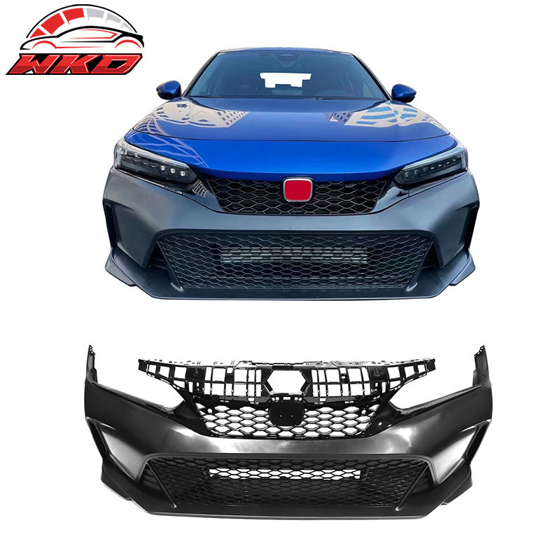 Fits 25-26 Civic Sedan/Hatchback/Si Type R Style Front Bumper Cover PP + Grilles