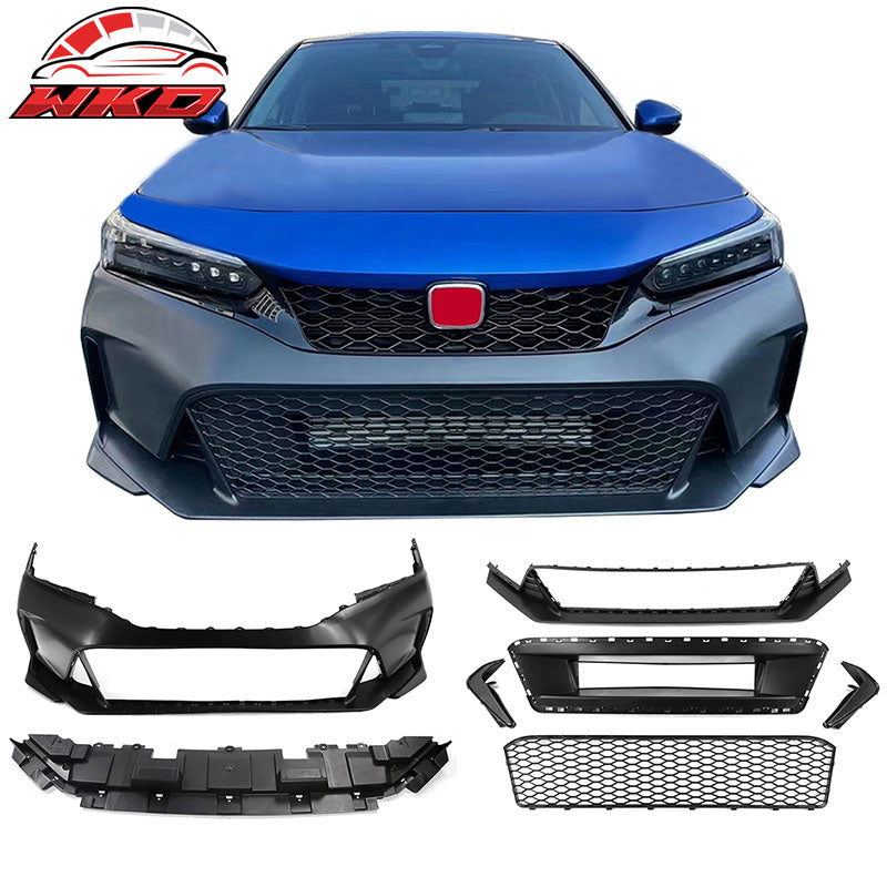 For 22-24 Honda Civic Type R Style Front Bumper Cover PP +Lower Grill +Undertray