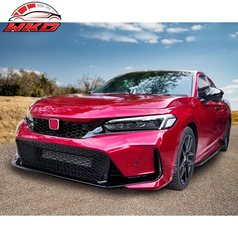 Fits 22-24 Honda Civic Sedan Type R Style Front Upper Grille + Bumper Upper Trim