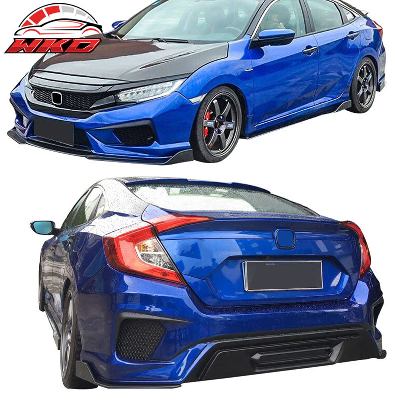 Fits 16-21 Civic Sedan Gen X Concept Style Front & Rear Bumper Conversion Kit PP