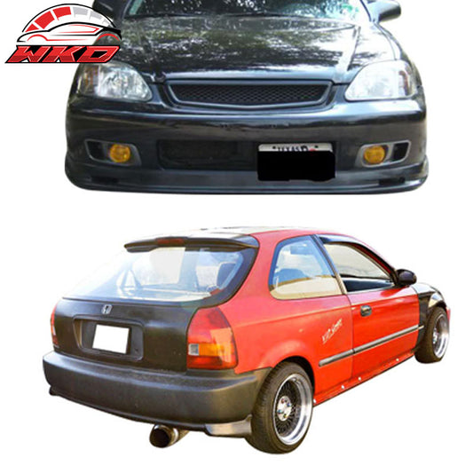 Wholesale 99-00 Civic Mugen PP Front Bumper Lip + 2PC Rear Bumper Lip Valance Spats