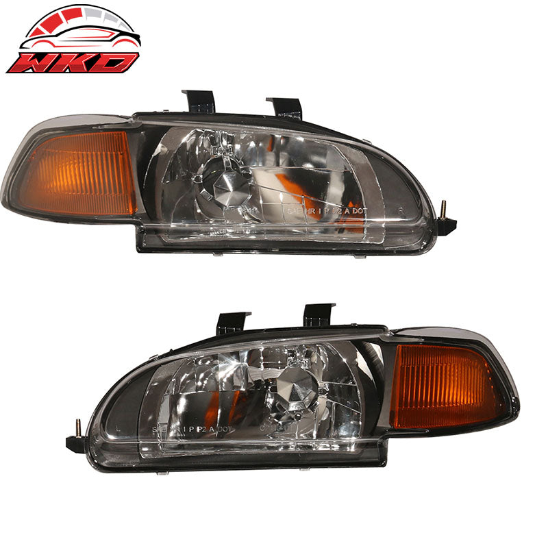 Wholesale 92-95 Honda Civic 2Dr 3Dr JDM Black Amber Headlights