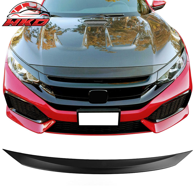 Fits 16-18 Honda Civic 10th Gen Matte Black Front Bonnet Lip Molding Trim Bar