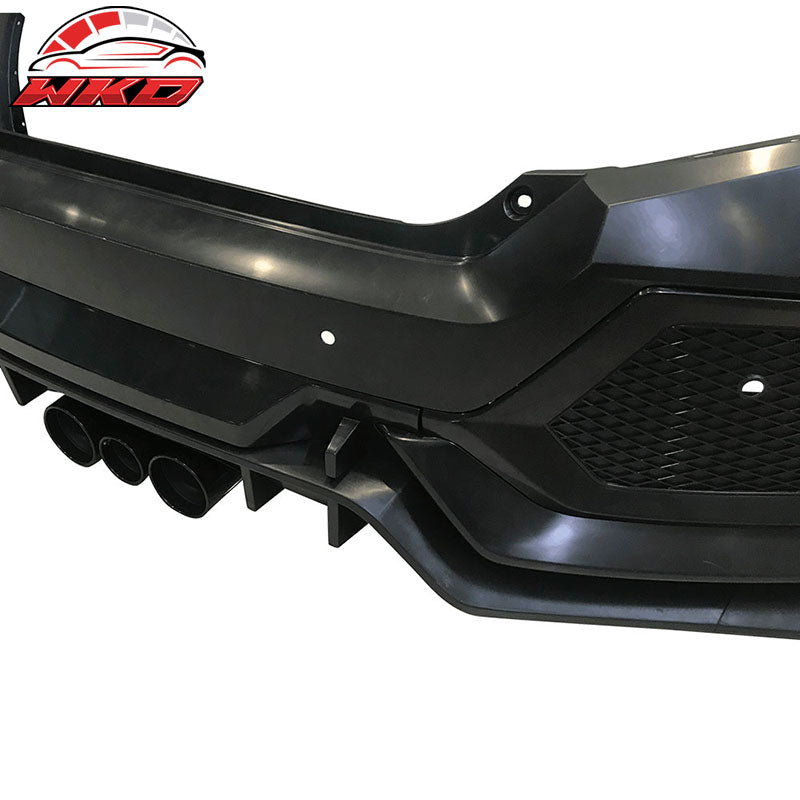 Fits 16-21 Honda Civic Sedan 4Dr 10th Gen CTR Type R Style Rear Bumper Cover PP