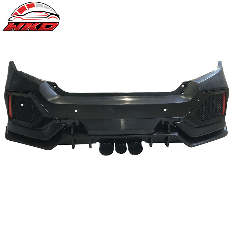 Wholesale 16-21 Honda Civic 4-Door TR Style Rear Bumper Cover W/Fender Flares PP