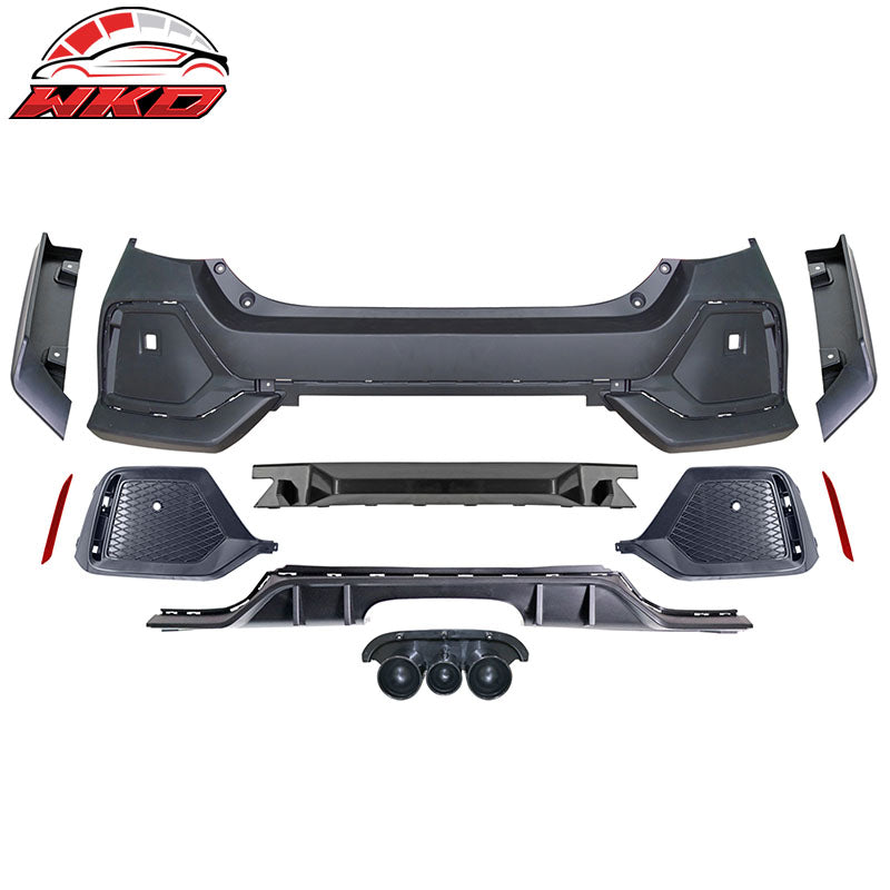 Fits 16-21 Honda Civic 4-Door TR Style Rear Bumper Cover W/Fender Flares PP