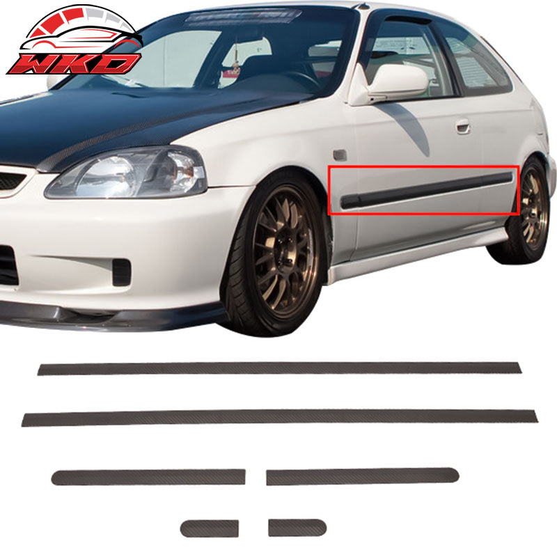 Fits 96-00 Honda Civic Coupe Hatchback JDM Side Door Molding Carbon 3D Look ABS