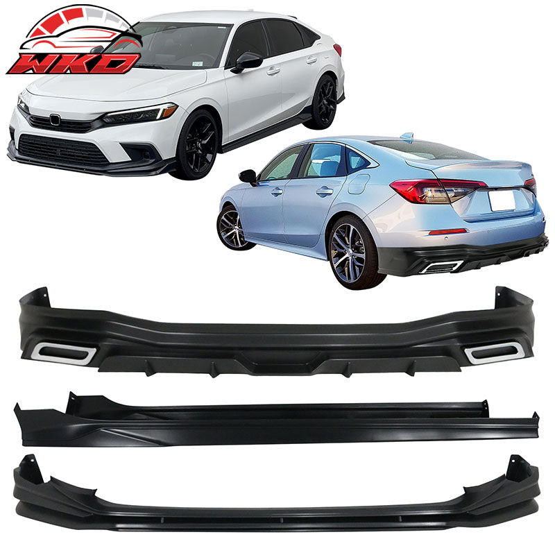 Wholesale 22-24 Honda Civic Sedan PP Side Skirts Front Rear Bumper Lip W/Muffler Tips