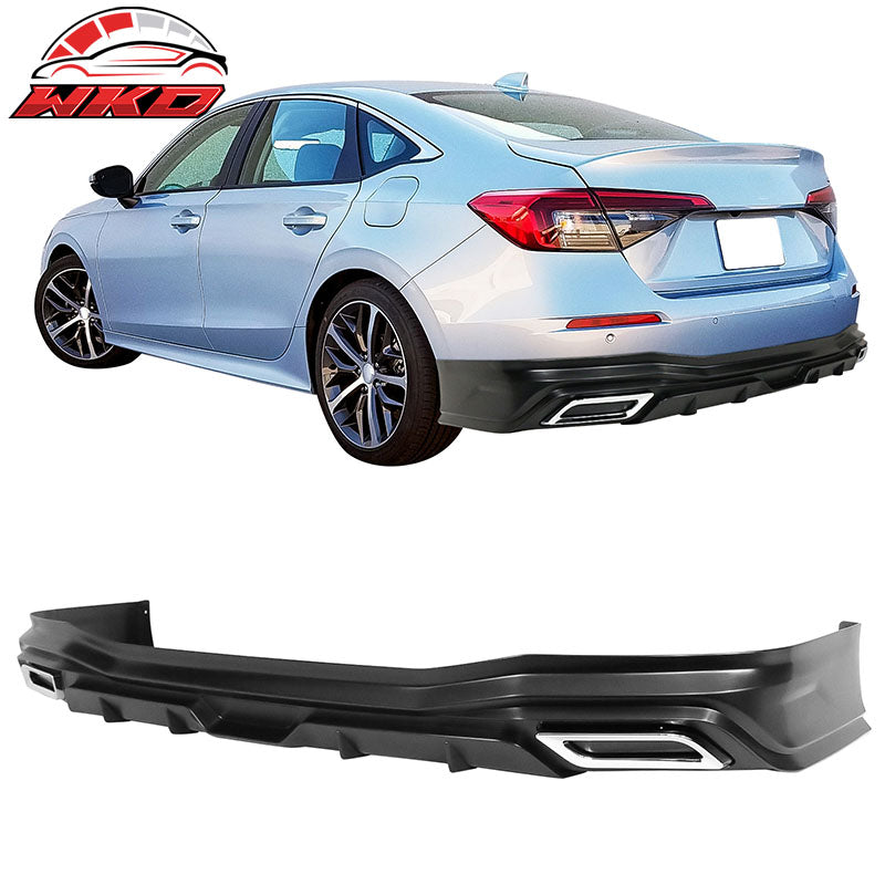 Fits 22-24 Honda Civic Sedan PP Side Skirts Front Rear Bumper Lip W/Muffler Tips