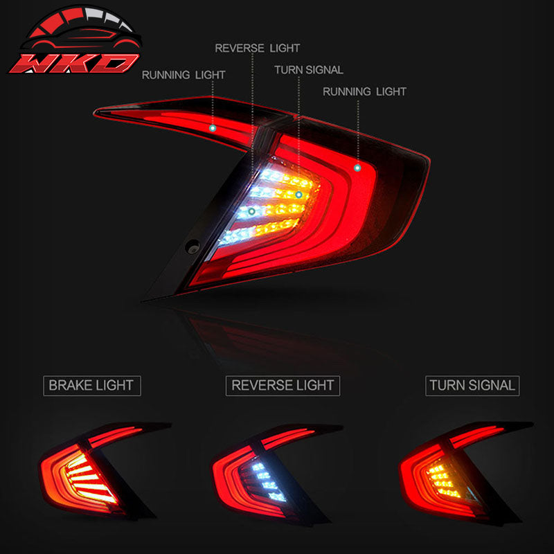 Fits 16-18 Honda Civic Sedan Smoke Tail Turning Lights + Side Corner Lights