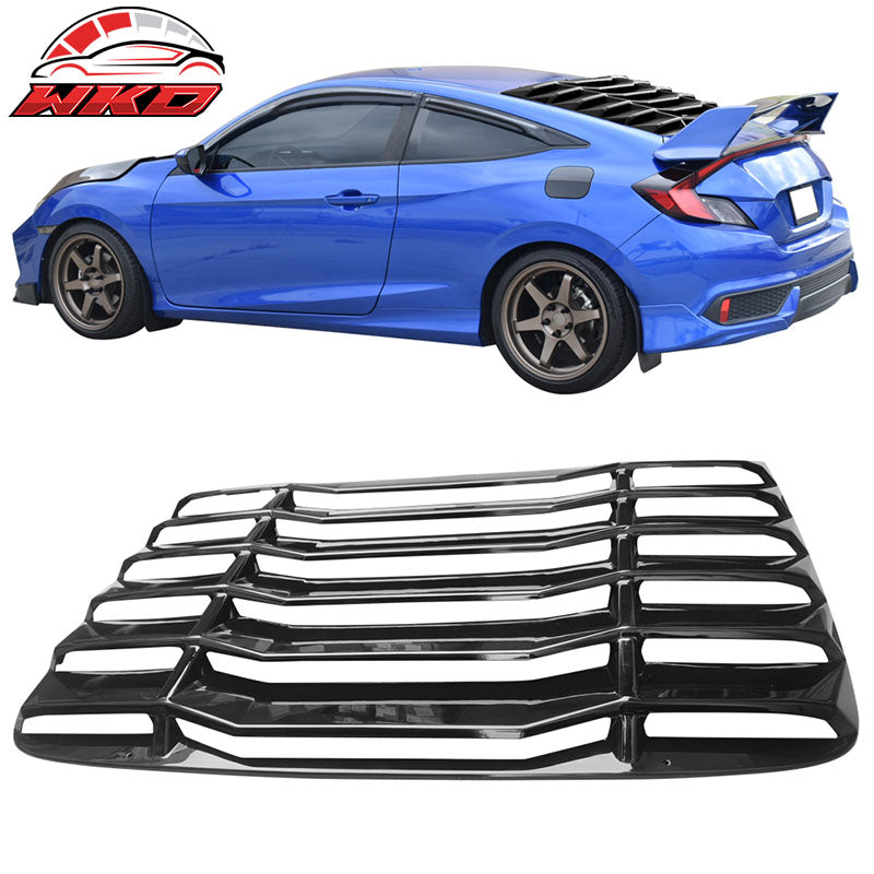 Wholesale 16-20 Honda Civic 2Dr Coupe Rear Window Louvers Cover Gloss Black ABS