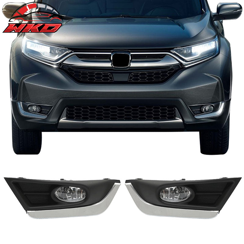 Fits 17-18 Honda CRV OE Front Foglight Kit Fog Lamp with Chrome Trim