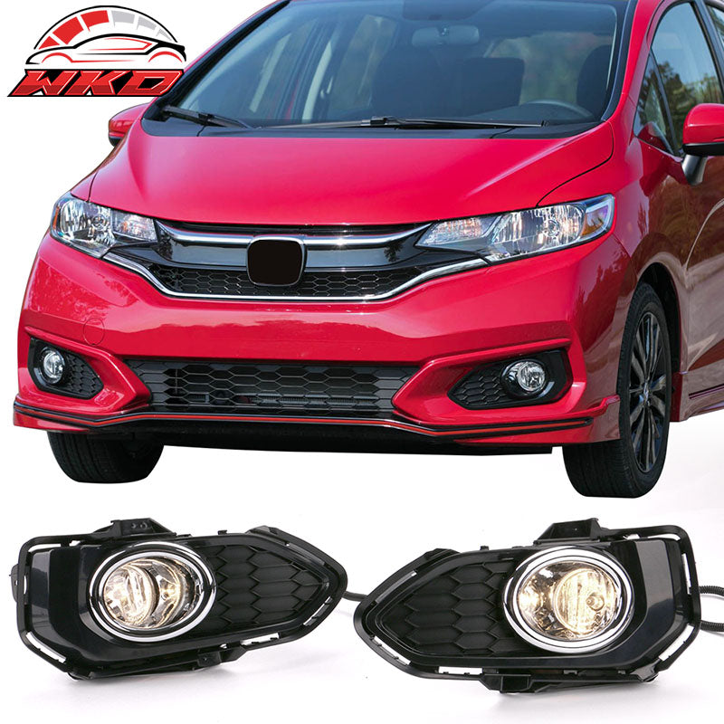 Fits 18-19 Honda Fit OE Style Black Housing Clear Lens Fog Lights Lamps Kit ABS