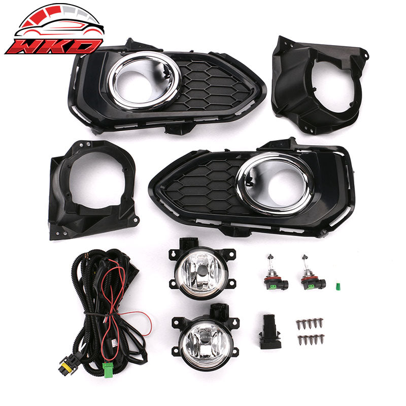 Fits 18-19 Honda Fit OE Style Black Housing Clear Lens Fog Lights Lamps Kit ABS