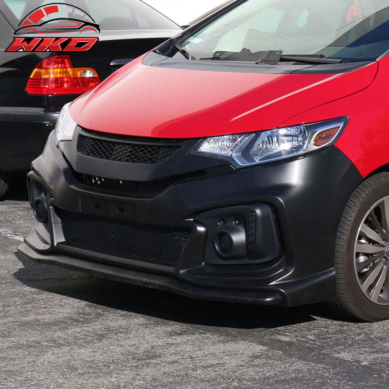 Fits 15-16 Honda Fit Mugen RR GK5 Front Bumper Conversion Cover w/ DRL Lights