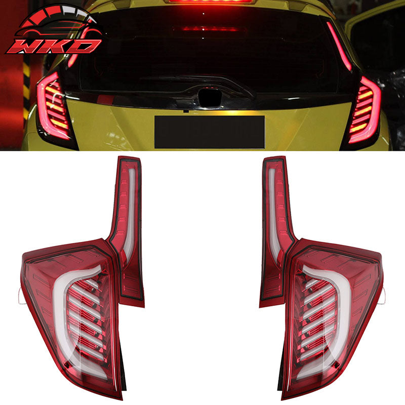 Fits 14-17 Honda FIT GK JAZZ Full LED Light Bar Tail Lights Switchback Red Clear
