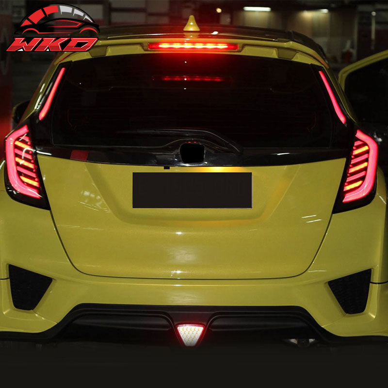 Fits 14-17 Honda FIT GK JAZZ Full LED Light Bar Tail Lights Switchback Red Clear