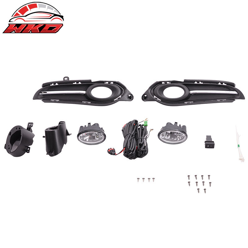 Fits 16-18 Honda HRV Front Fog Light Lamp + Switch Wiring Kit - Black Clear