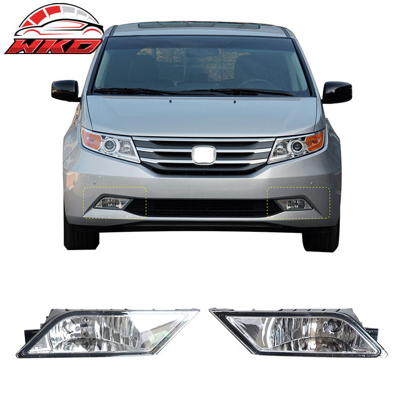 Fits 11-13 Honda Odyssey OE Style Front Fog Light Fog Lamp Clear Lens Pair