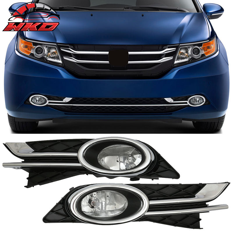Fits 14-17 Honda Odyssey OE Style Front Fog Light Fog Lamp Clear Lens Pair