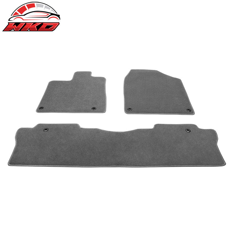 Fits 17-26 Honda Ridgeline Anti-Slip Front Rear Floor Mat Carpet Nylon 3PCS Gray