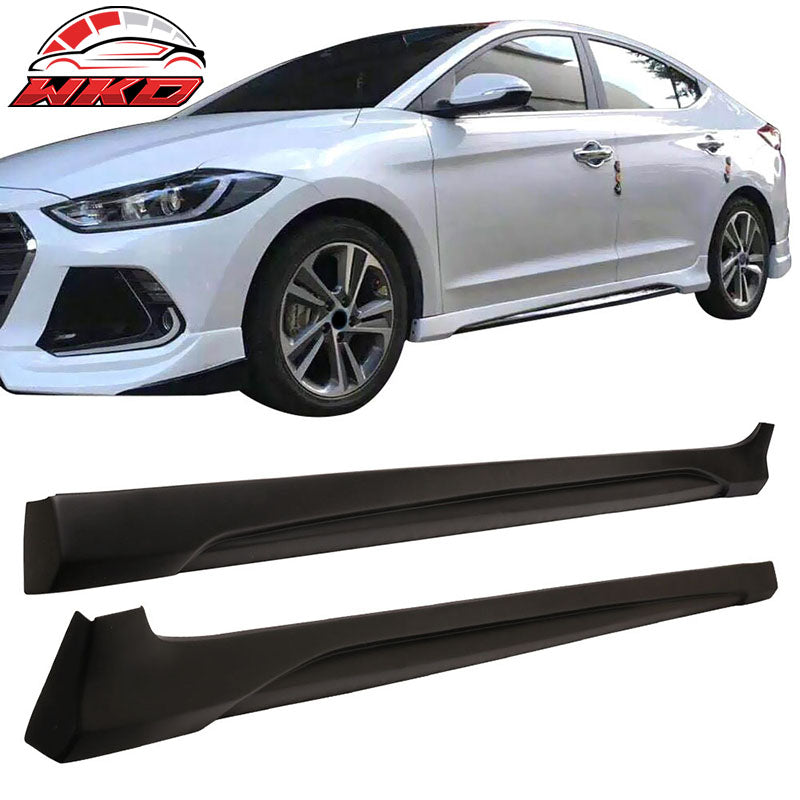 Fits 17-20 Hyundai Elantra AD CN7 L Style Side Skirts Pair Unpainted Black - PP