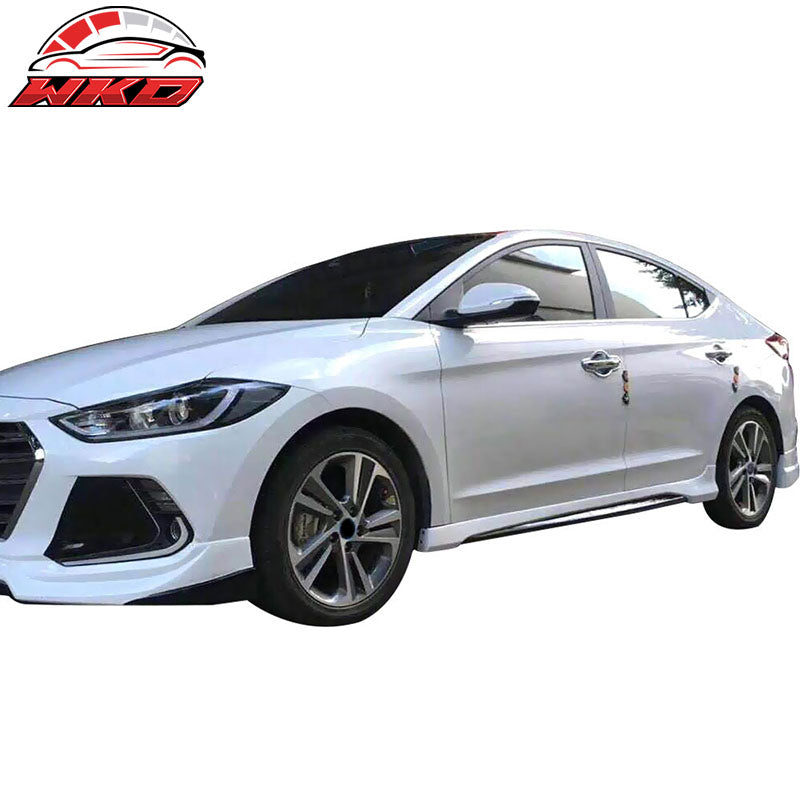 Fits 17-20 Hyundai Elantra AD CN7 L Style Side Skirts Pair Unpainted Black - PP