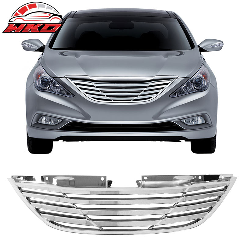 Wholesale 11-14 Hyundai Sonata Horizontal Style Front Upper Mesh Grille Chrome ABS