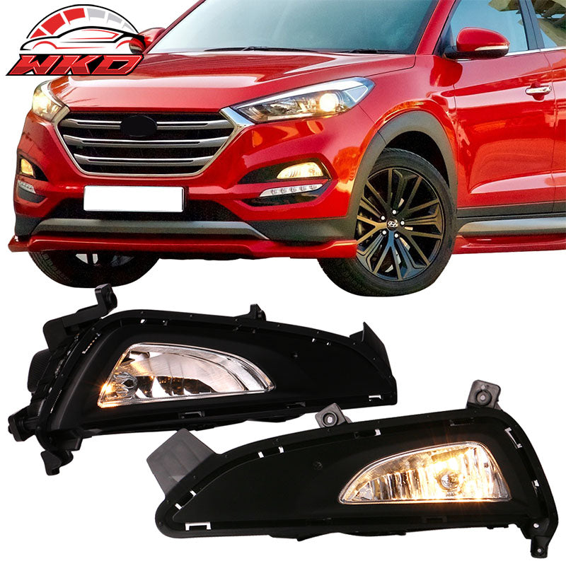 Fits 16-18 Hyundai Tucson OE Style Foglights Kit ABS Black Housing Clear Lens