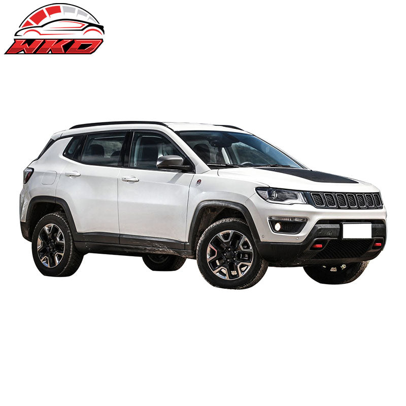 Fits 17-18 Jeep Compass OE Style Front Clear Glass Lens Black Cover Shell Pair