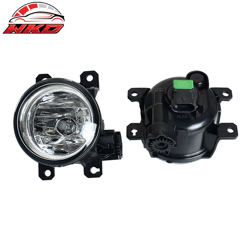 Fits 17-18 Jeep Compass OE Style Front Clear Glass Lens Black Cover Shell Pair