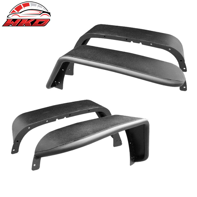 Fits 07-18 Jeep Wrangler JK Front Bumper Bull Bar Grille + Fender Flares Set
