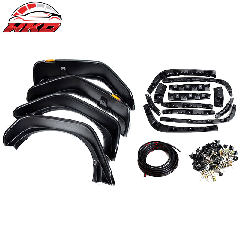 Fits 07-17 Jeep Wrangler JK Flat Texture Fender Flares w/ Side Marker Lights
