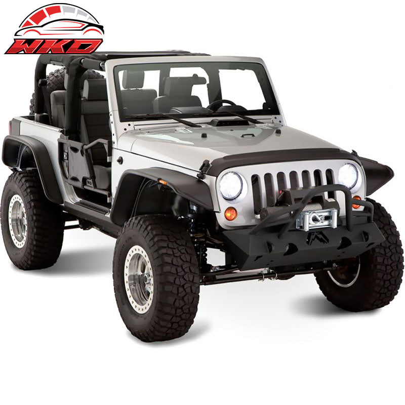 Fits 07-17 Jeep Wrangler JK Flat Texture Fender Flares w/ Side Marker Lights