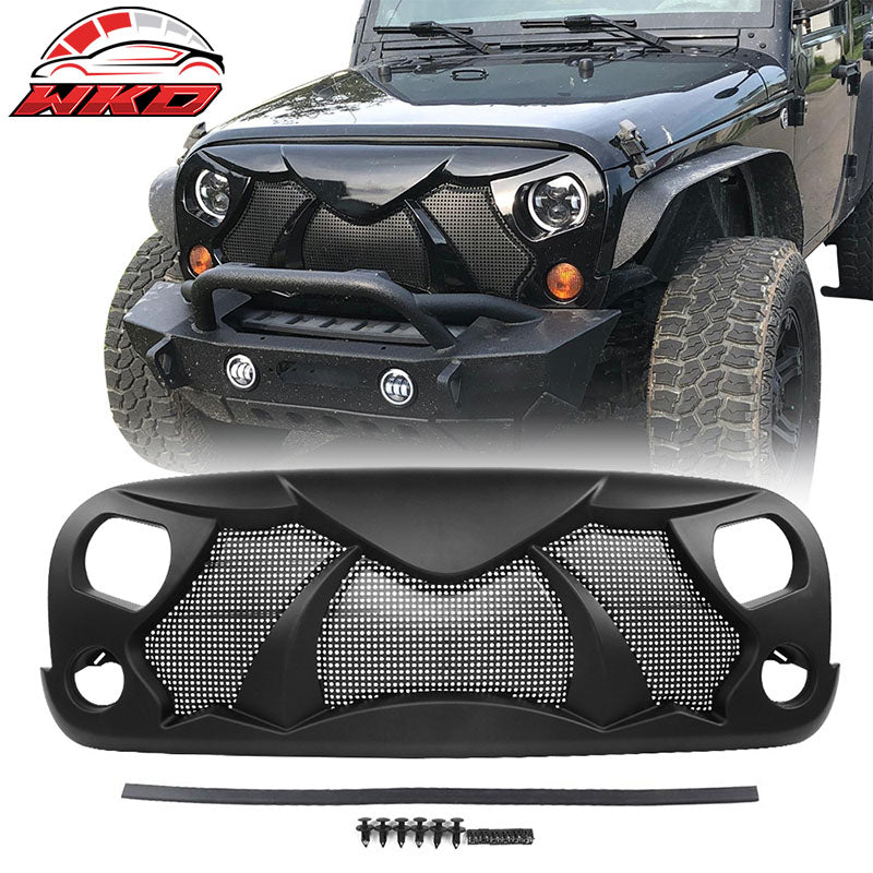 Fits 07-18 Jeep Wrangler Rubicon Sahara Sport JK Front Cobra Grille Guard Insert