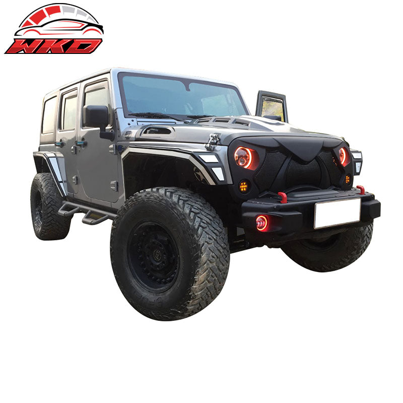 Fits 07-18 Jeep Wrangler Rubicon Sahara Sport JK Front Cobra Grille Guard Insert