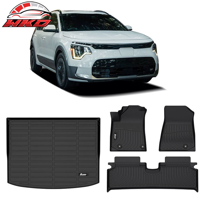 Wholesale 23-26 Kia Niro EV TPE 3D All Weather Floor Mats Liner 3PC + Trunk Mat Cover