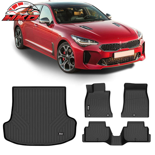 Wholesale 18-23 Kia Stinger RWD All Weather TPE 3D Floor Mats Liner + Trunk Mat Cover - Wikond Auto
