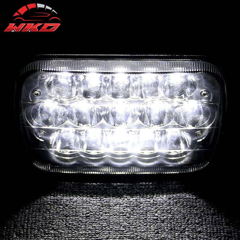 7 Inch x 6 Inch Full LED Sealed Beam Square Projector Headlight Clear Lens Pair