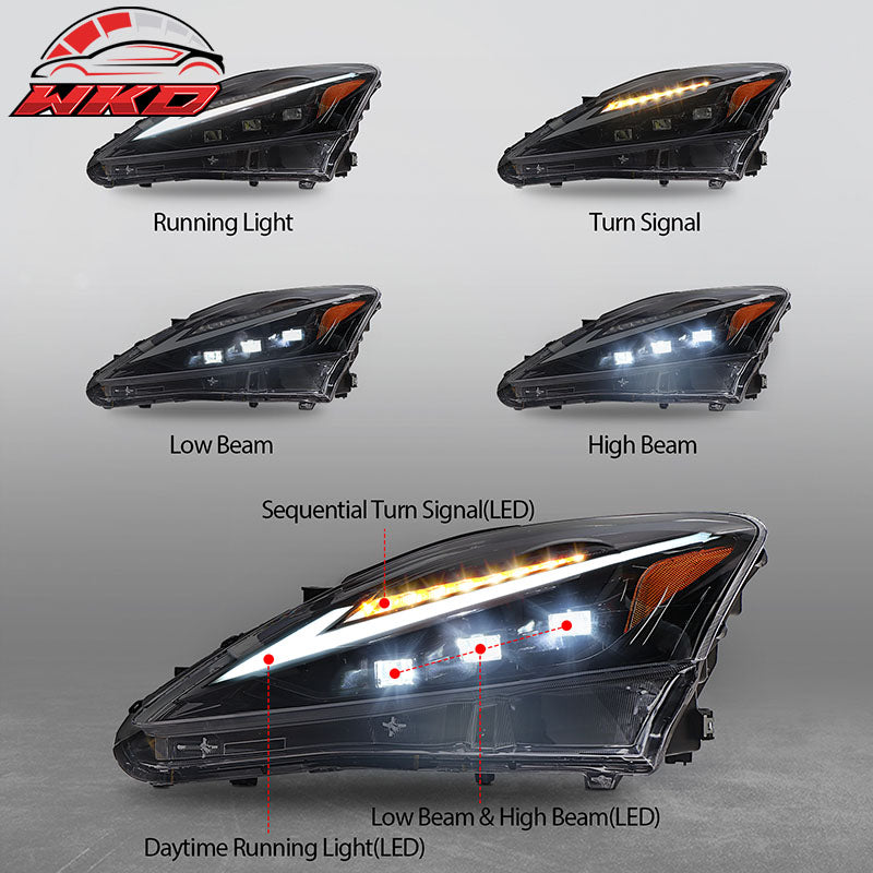 Fits 06-13 Lexus IS250 IS350 IS F 21 IS F Sport Style 2PCS Front LED Headlights