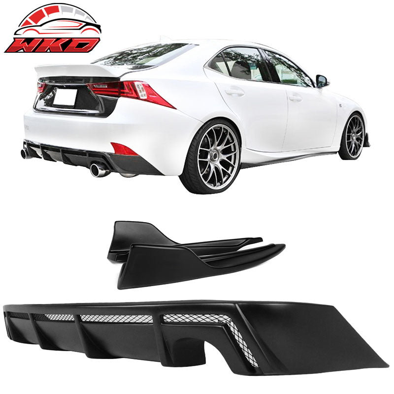 Fits 14-16 Lexus IS F Sport Rear Diffuser + Bumper Apron Splitter PP Matte Black